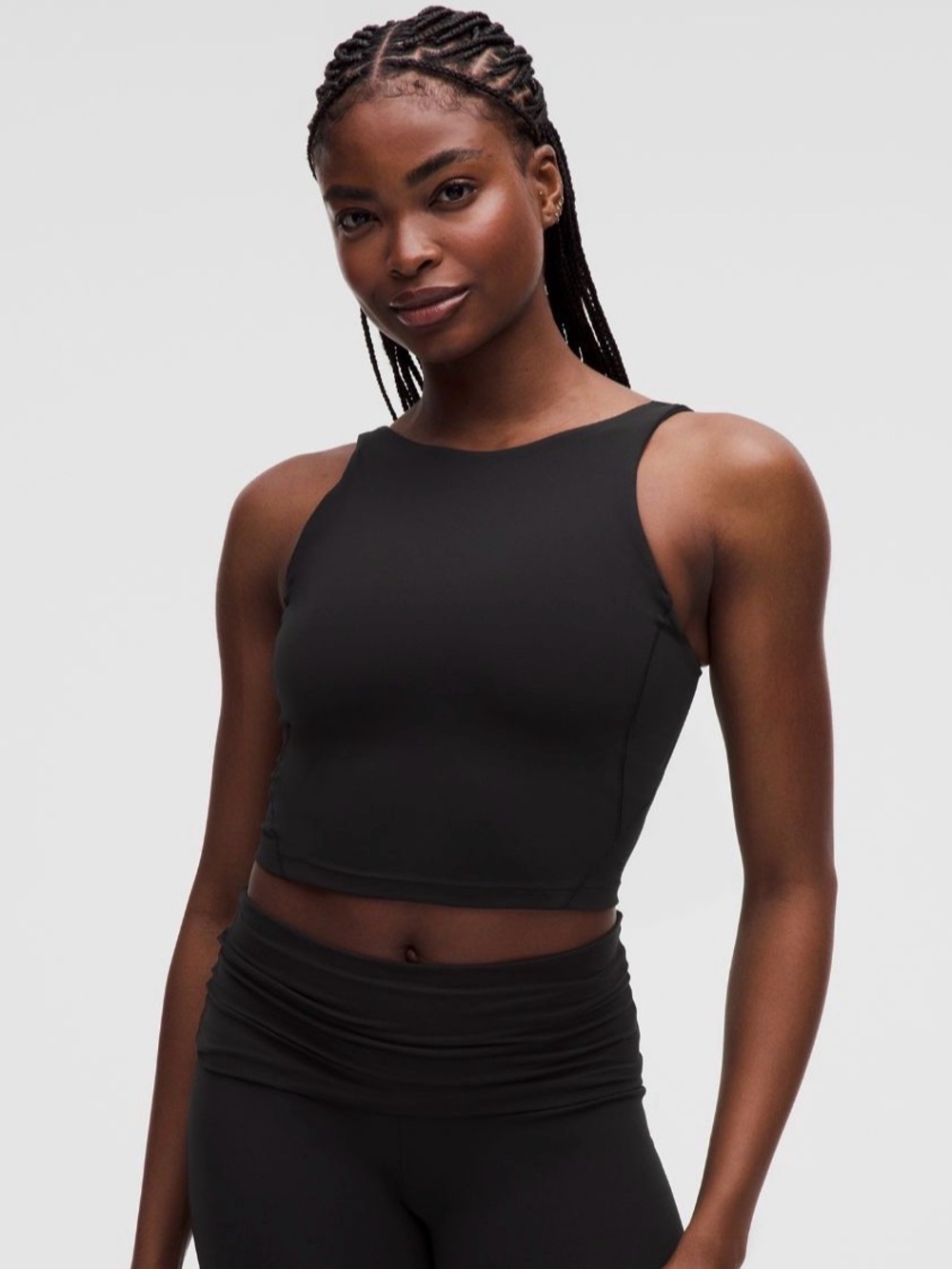 lululemon athletica Black Cropped High-Neck Tank